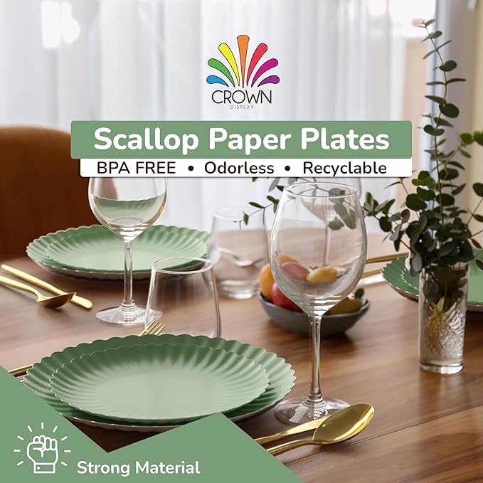 Trendables Scalloped Paper Plates 8.5 Inch & 10.5 Inch 40 Pcs Dinner Plate Set - Image 3