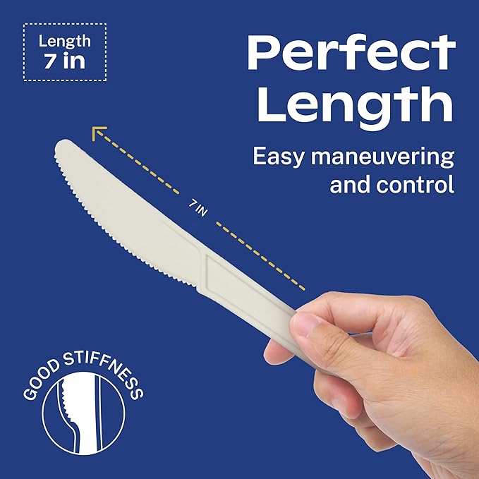 CORAL Ivory White 100% Compostable Knives - Image 3