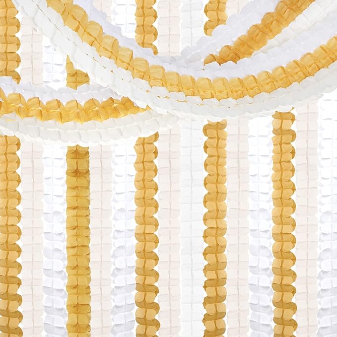 White Ivory-Gold Party-Decorations Streamers Garland - Image 5