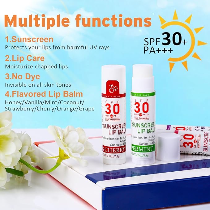 SPF 30 Lip Balm with Sunscreen, 8 Pack - Image 4
