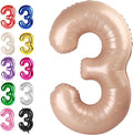 Large 40 Inch Light Brown 3 Number Balloon, 3 13 23 30 33 36 38 Light Brown by Upgesy