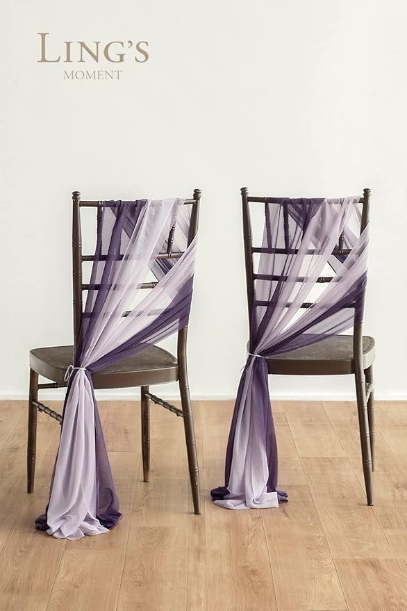 Ling's moment Wedding Chair Sashes Cover Aisle Decorations Draping Fabric - Image 2