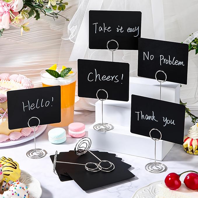 TecUnite 24 Pack Mini Chalkboard Signs, Tabletop Blackboard Signs Name Tags - Image 7