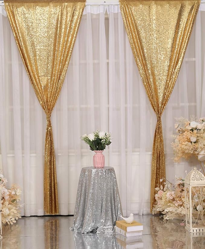 Poise3EHome Gold Sequin Backdrop Curtain - Image 3