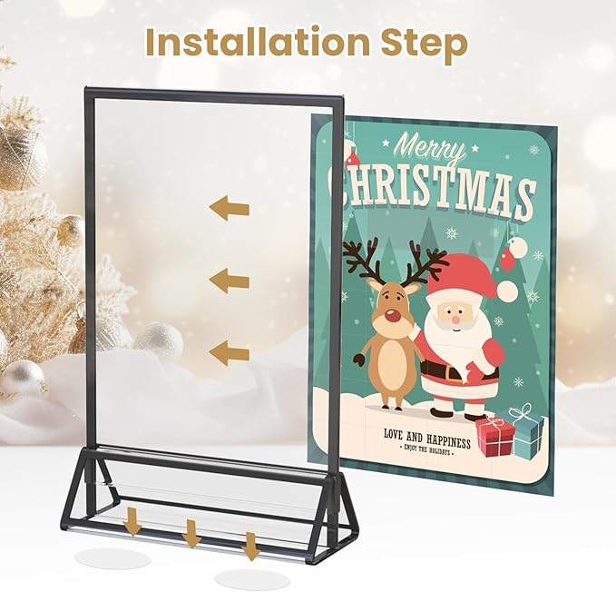 Acrylic Sign Holder 4X6 Black Picture Frame Double-Sided Acrylic Frames - Image 4