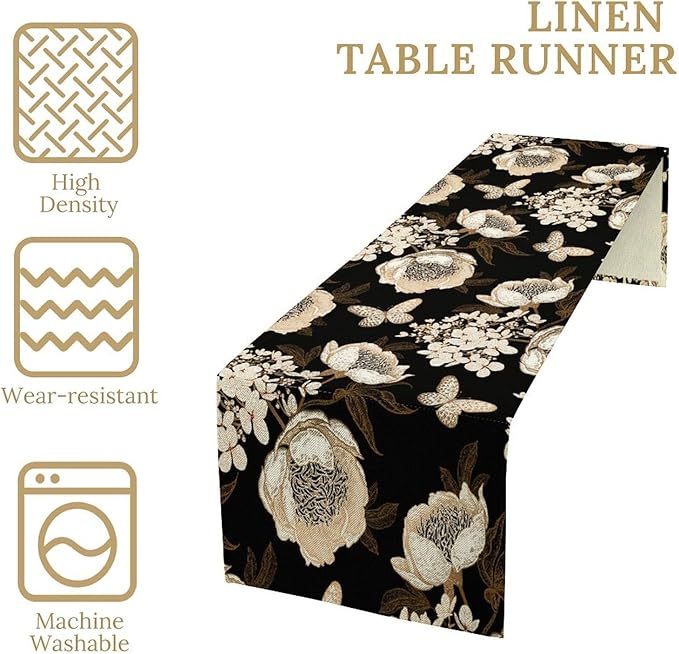 Watercolor Peony Table Runner, Modern Kitchen Dining Room Bohemian Floral - Image 5