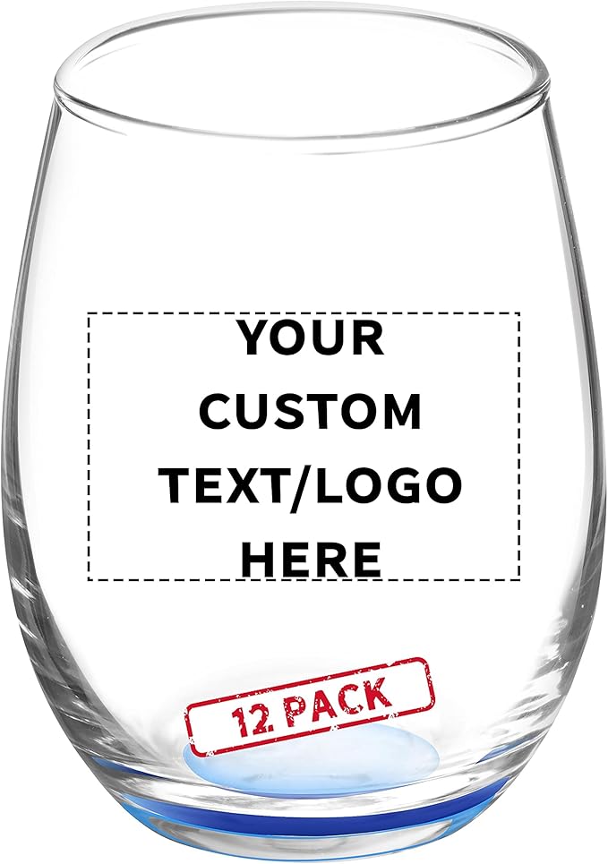 Custom Stemless Wine Glasses by ARC 5.5 oz. Set of 12, Personalized Bulk Pack by DISCOUNTPROMOS