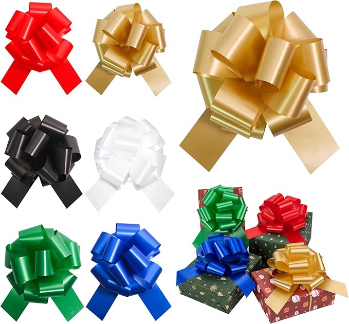 6 Pcs 6 Inch Golden Pull Bows, Gift Wrapping Baskets Wedding Christmas Party by Unknown