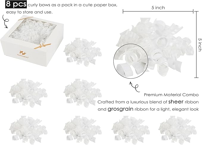 HUIHUANG White Bows for Gift Wrapping Christmas Gift Bows 5 inch x 8 Counts - Image 3
