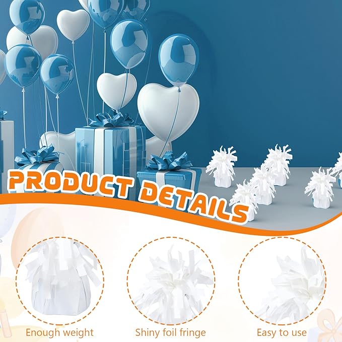6 Pack White Balloon Weights Metallic Holder Anchors Balloon Holder Weights - Image 3