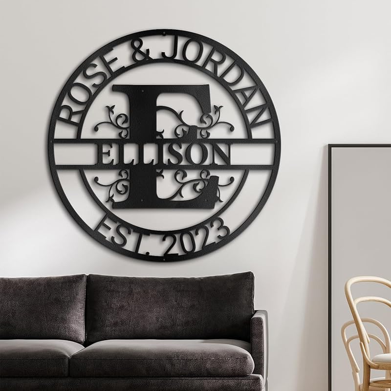 Custom Metal Wall Art Split Letter Monogram Metal Wall Art Last Name Sign - Image 4
