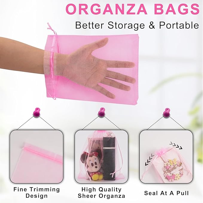 ANZNKU 50 Pack Sheer Organza Bags 6x9 inches, Mesh Drawstring Bags, Mesh Bag - Image 4