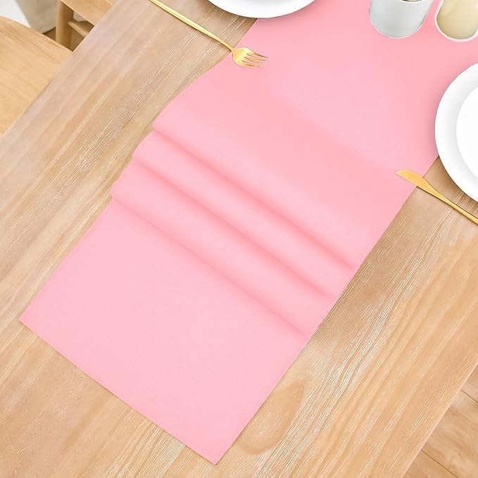 2 Pack Pink Table Runner 12 x 60 Inch Solid Color Farmhouse Runners Coffee - Image 8