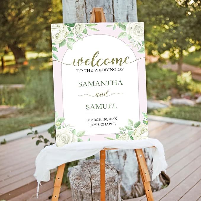 Editable Greenery Wedding Welcome Sign Template, Printable White Floral Sign - Image 3