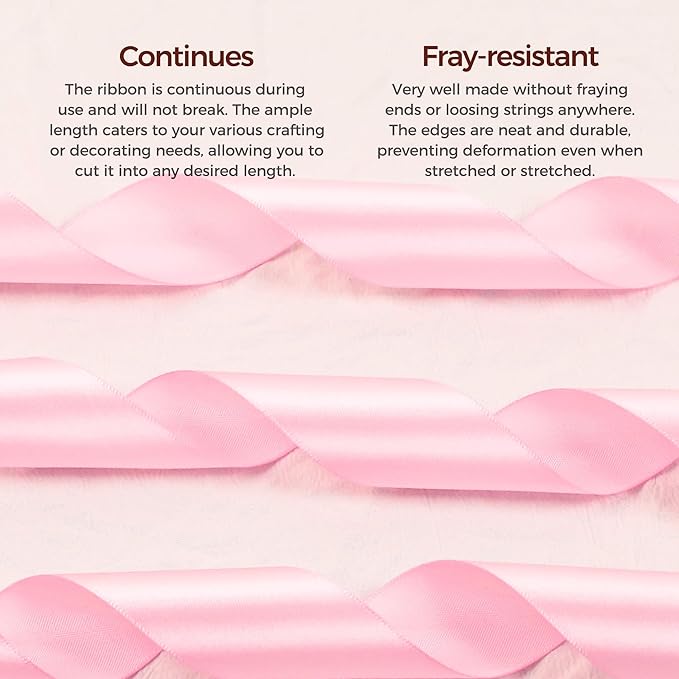 Rose Pink Satin Ribbon 3/8 inch X Continuous 100 Yards, Single Face Polyester - Image 4