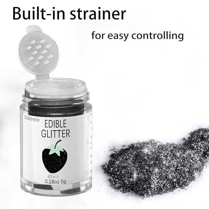 Black Edible Glimmer Powder Glitter - Image 2