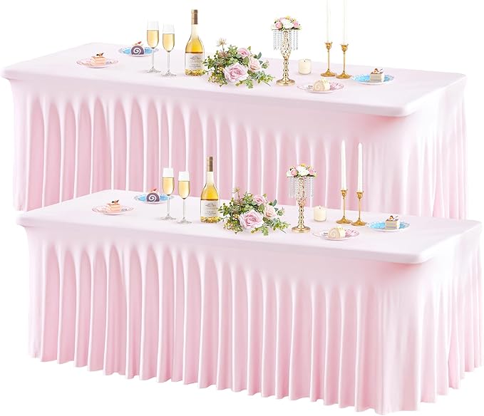 Wish Care 2 Pack Pink Spandex Table Clothes by WishCare