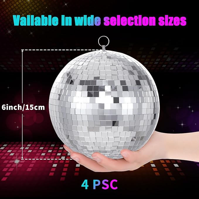 Mirror Disco Ball Silver Mirror Ball: 6 Inches Reflective Hanging Ball - Image 4