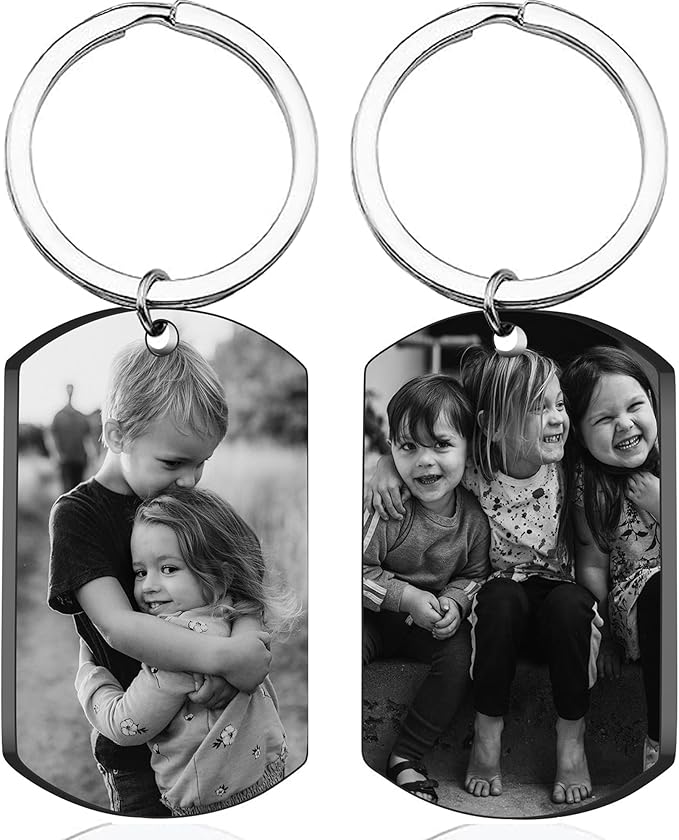 Personalized Double-sided Photo Text+Icons Keychain Drive Safe Boy Girlfriend by linglingdesign