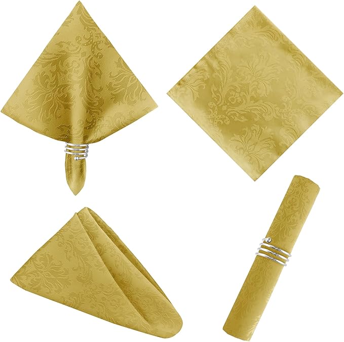 SASTYBALE Jacquard Square Napkin, Damask Wrinkle Resistant Soft Polyester by SASTYBALE