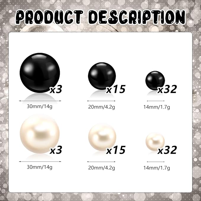 100PCS Black White Faux Pearls Beads - Image 2