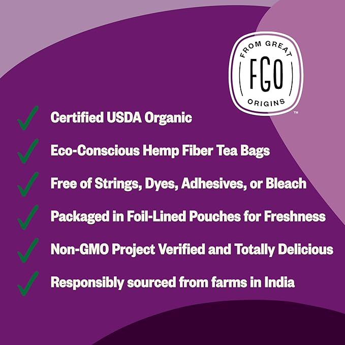 FGO Organic Tulsi Holy Basil Tea, Eco-Conscious Herbal Tea Bags, Resealable Bag - Image 4
