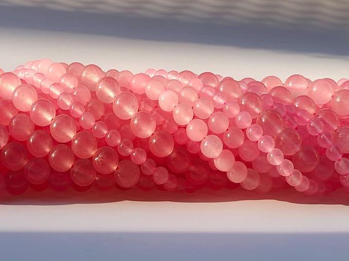 Stone Beads 8mm 100pcs Pink Chalcedony Beads Round Loose Gemstones Beads - Image 3