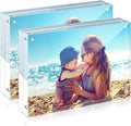 HELPLEX Acrylic Frames, 2 Pack 4x6, 20mm Thicker Frameless Clear Frame by HELPLEX