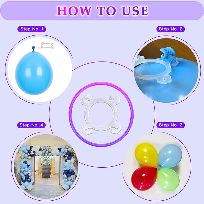YALLOVE Balloon Clips, 150 Pack Balloon Quads - Image 4