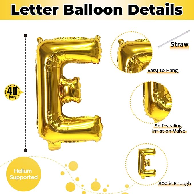 Large Custom Balloon Letters E, 40 Inch Helium Alphabet Word Balloons Decor - Image 2