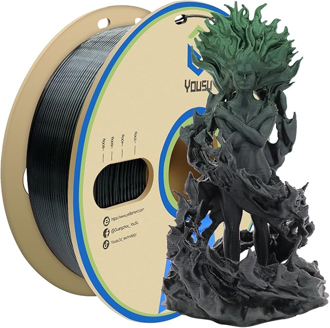 YOUSU PLA Filament 1.75mm, 3D Printer Filament Silk Black Green Color Changing by YOUSU