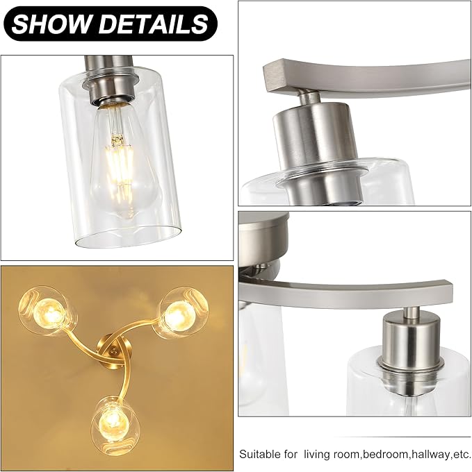 3-Light Brushed Nickel Pendant Lighting - Image 7