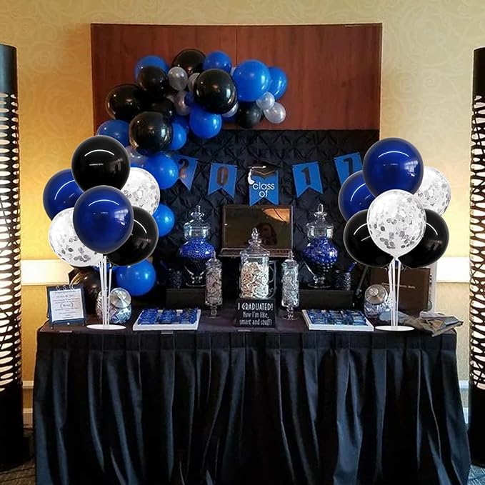 TONIFUL 4 Set Black Blue Silver Confetti Balloon Centerpieces - Image 5