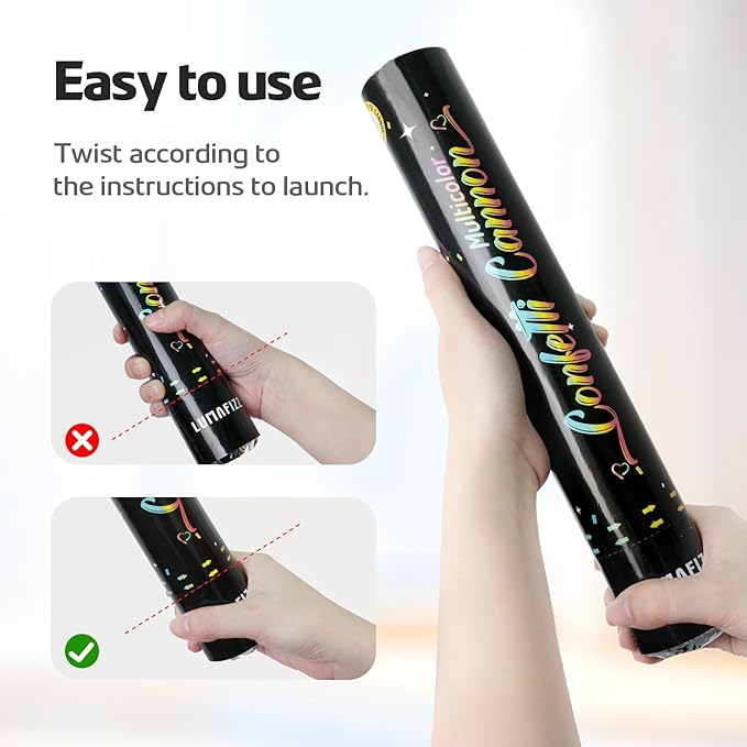 12 InchConfetti Biodegradable [6 Pack Confetti Cannons | Multicolor Confetti - Image 5