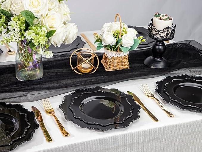 COLOSUS 100pcs Black Plastic Dessert Plates - Image 8