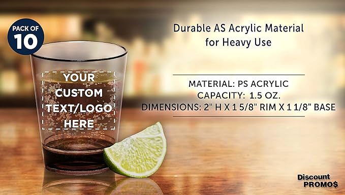 Custom Translucent Plastic Shot Glasses 1.5 oz. Set of 10, Personalized Bulk - Image 4