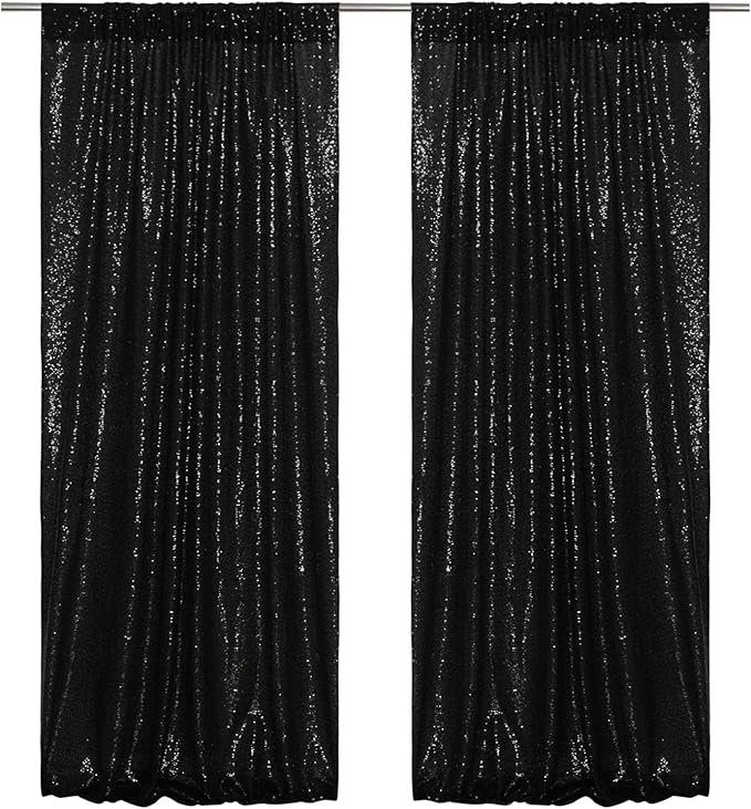 Poise3EHome 2 Panels 4x8ft Black Sequin Backdrop, Upgrade Shimmer Backdrop - Image 8