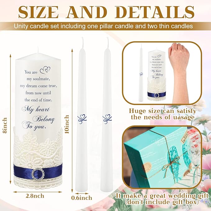 Frienda Unity Candles for Wedding Ceremony Set Wedding Unity Taper Candles - Image 3