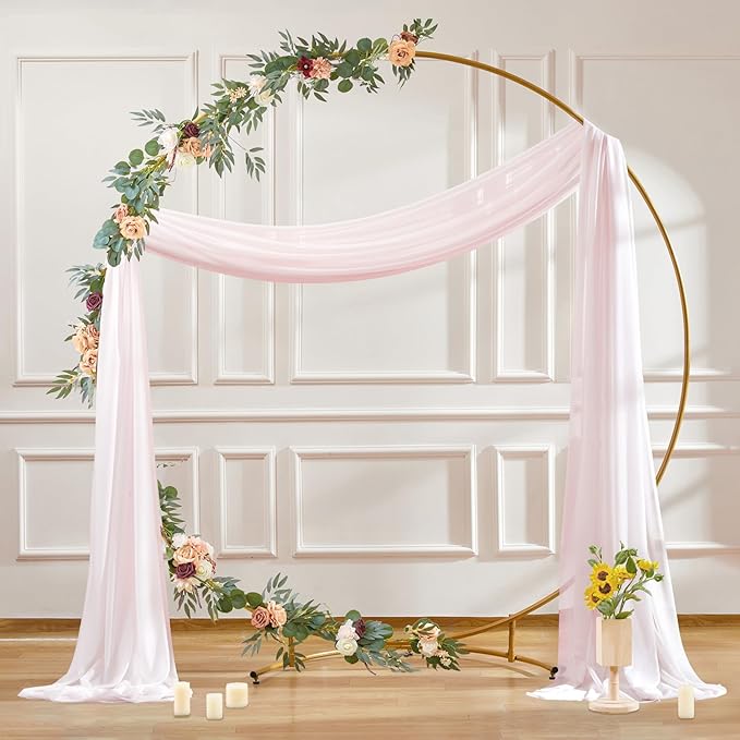 30" x 20Ft Wedding Arch Draping Fabric, 1 Panel Blush Sheer Curtain Drapes - Image 7