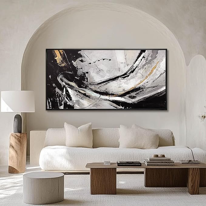 XIANSHOU Abstract Canvas Art Gold Line Painting Wall Art Black Poster - Image 2