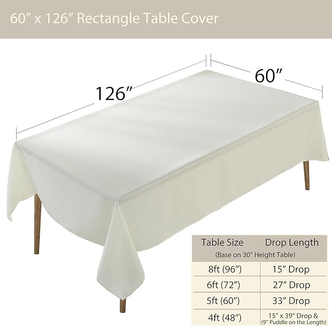 Craft And Party 60" X 126" Rectangular Polyester Tablecloth - Image 3