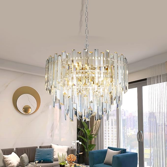 Chrome Crystal Chandelier Lighting 17.7'' by Lt-vtLighting