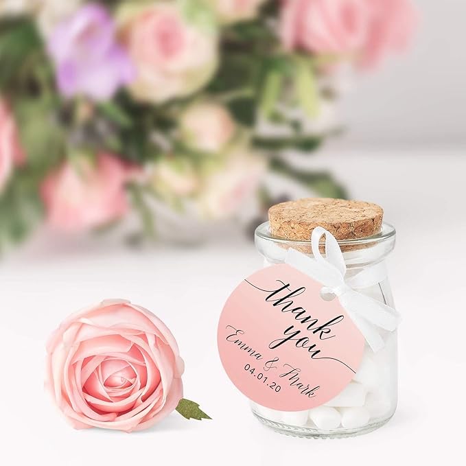 Andaz Press Personalized Blush Pink Rose Elegant Party Collection, Round Circle - Image 6