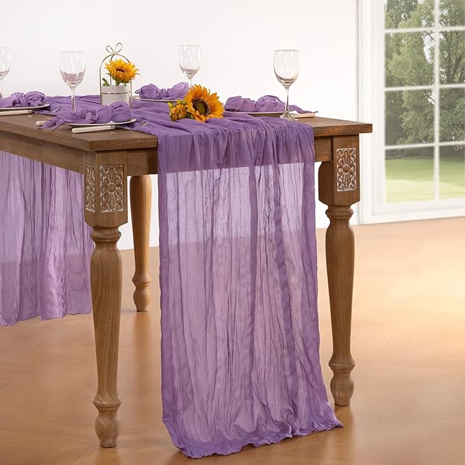 Lavender Purple Cheesecloth Table Runner 4 Pack Fall Table Runners Boho Gauze - Image 6