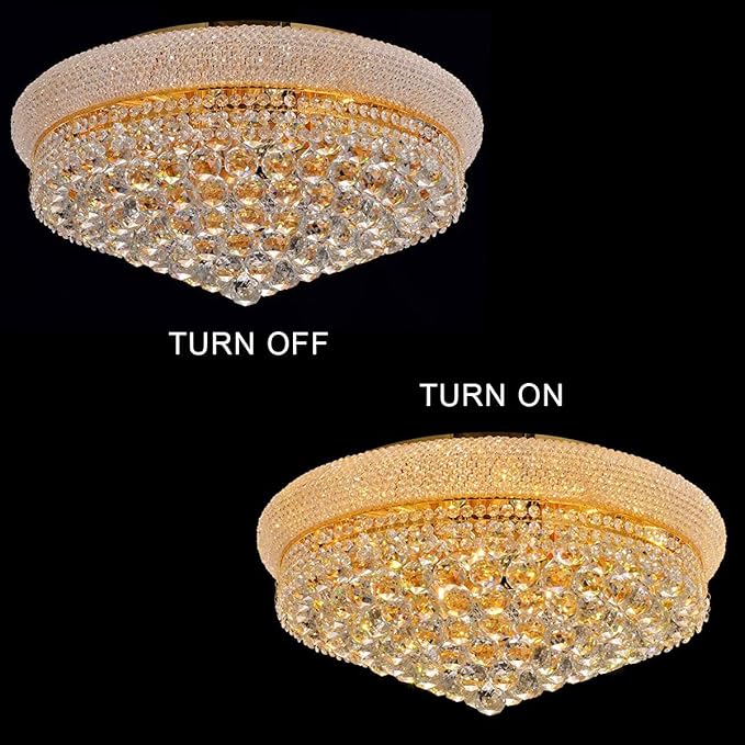 11-Lights Golden Finish Classic Empire Style K9 Crystal Chandelier Ceiling Light - Image 3