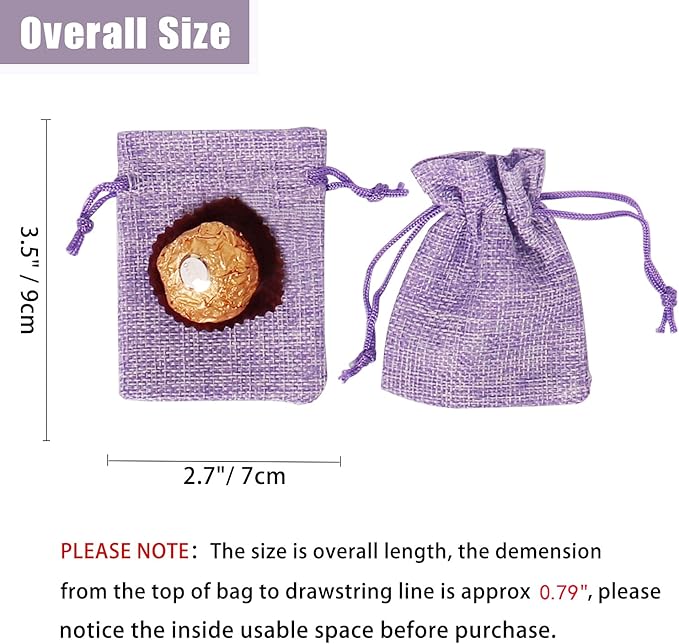 20Pcs Burlap Bags with Drawstring 2.7 x 3.5 Inch, Linen Small Party Favor Gift - Image 3