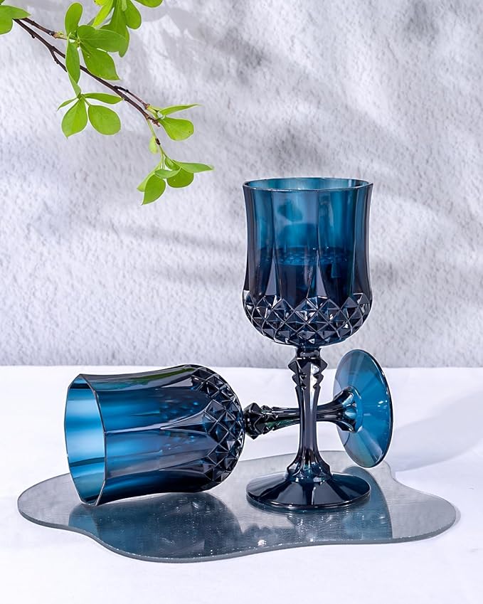 Ciaell 24PCS Blue Plastic Wine Glasses - 7 Oz Plastic Goblets - Image 7
