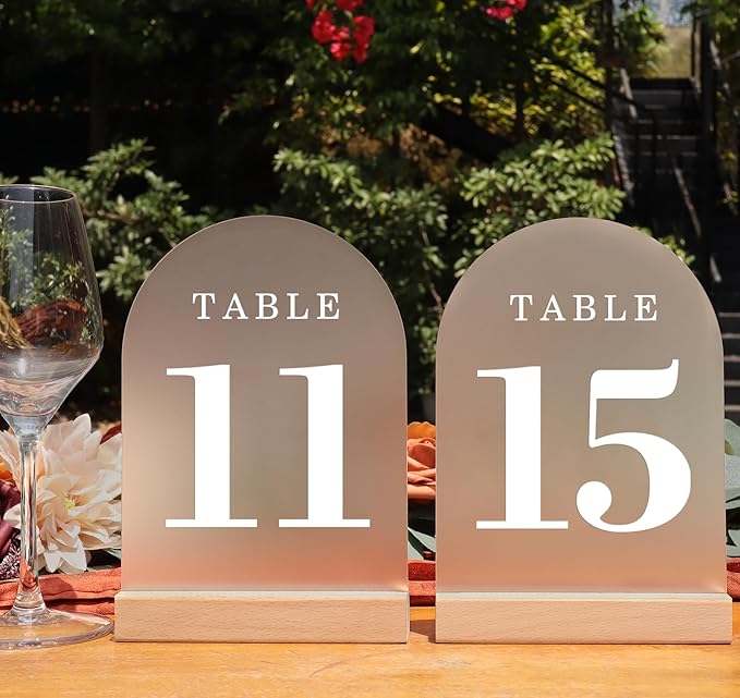 Wedding Table Numbers 11-15, Acrylic Arch Signs by ORGANTEAM