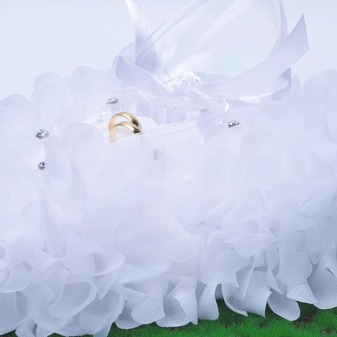 Ring Pillow is Designed with White Roses, Mozambique Diamond and Flowers. It is - Image 6