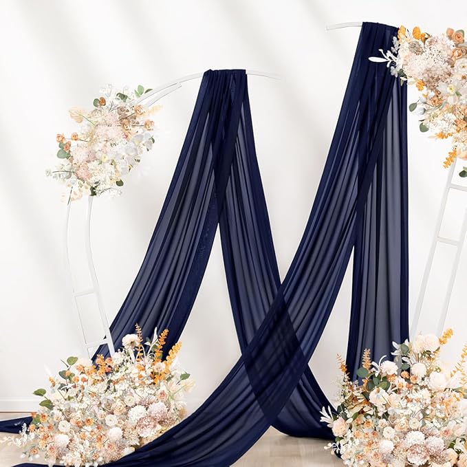 Navy Blue Wedding Arch Draping Fabric 2 Panels 29" x 20 FT Navy Wedding Drapes - Image 7
